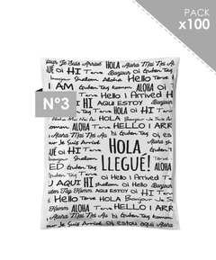 100 sobres "Hola Llegué" 40x54 Blanco