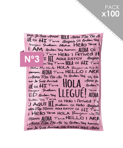 100 sobres "Hola llegué" 40x54 Rosa monocapa