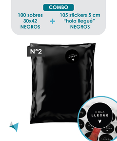 100 SOBRES NEGROS N2 + 105 STICKERS HOLA LLEGU NEGROS