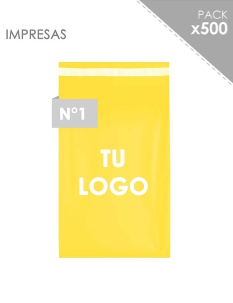 500 Sobres personalizados amarillo monocapa (20x30)