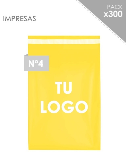 300 Sobres personalizados amarillo monocapa (50x60)