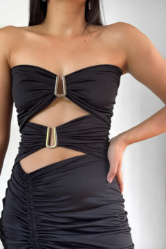 vestido longo justo preto