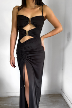 vestido longo justo preto