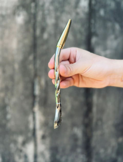 BOMBILLON PICO DE REY ALPACA Y BRONCE CINCELADO