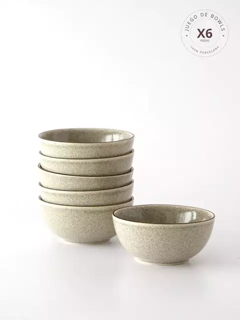 Set x 6 Bowl Porcelana Pedra Rocha Beige