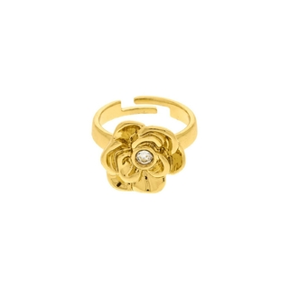 Anel de Flor Dourado Ajustável