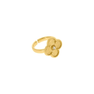 Anel Dourado Trevo Ajustável