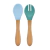 Cuchara y tenedor de bambú y silicona - Mineral Blue / Aqua Green