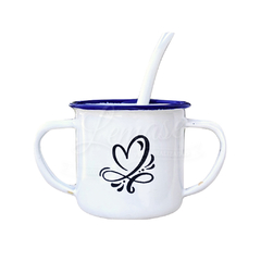 MATE ENLOZADO BLANCO con bombilla - tienda online