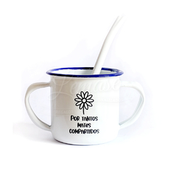 MATE ENLOZADO BLANCO con bombilla
