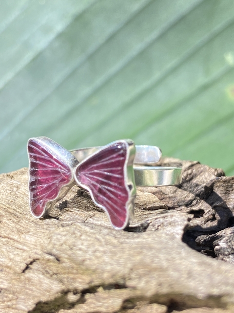 Anel Borboleta Turmalina Rosa escura de Prata 925 - comprar online