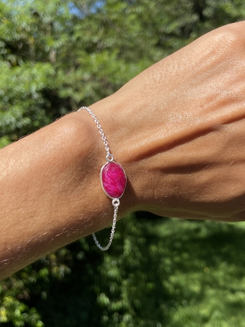 Pulseira rubi oval delicada prata 925 - comprar online