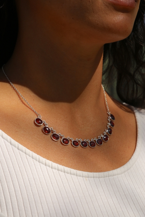 Gargantilha luxo granadas prata 925 - comprar online