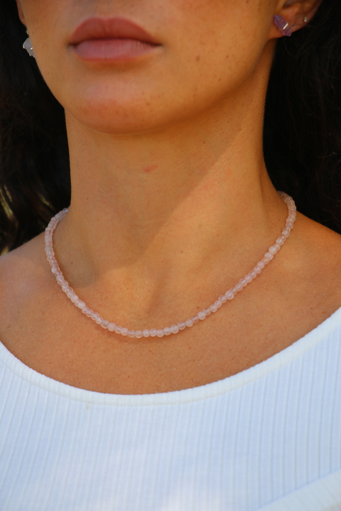 Colar quartzo rosa prata 925 - comprar online