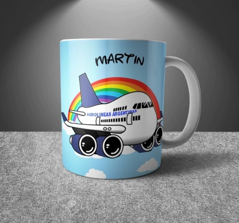 TAZA PLASTICA PARA NIÑOS AEROLINEAS RETRO 747 - PLAST01