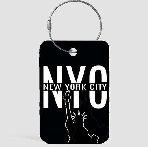 TAG DE EQUIPAJE NYC STATUE OF LIBERTY + ARGOLLA DE ACERO INOXIDABLE