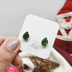 Brinco Prata 925 - Gota Verde Esmeralda