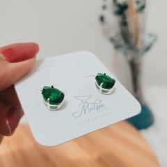Brinco Prata 925 - Gota Verde Esmeralda - comprar online