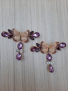 T Borboleta Strass/Gota Vinho- Ametista(TBG001)