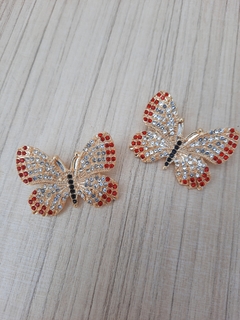 Borboleta Strass com pinos Vermelho/Cristal- MP-BP013 na internet