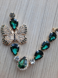 V Borboletas Strass Verde Oliva-CÓD. BL018 - comprar online