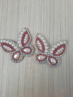 BORBOLETA FELTRO CREME/STRASS ROSA G (B003) - comprar online