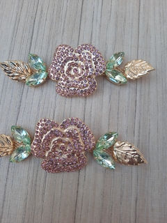 Lateral Rosa Strass Rosa /Verde Chá