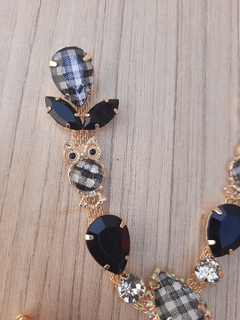 V CORUJA GOTAS XADREZ/PRETO (olho preto) - comprar online
