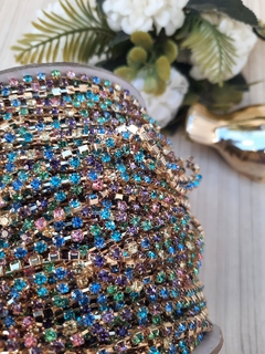 Corrente de strass banho dourado strass Multicolorido PP24 (SS12) na internet