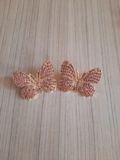Borboleta Strass com pinos ROSA INTEIRA-BP006