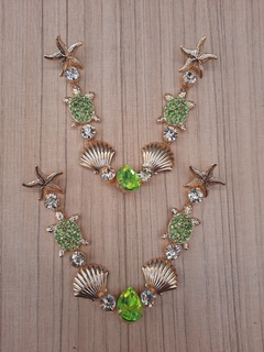 V Tartaruga Strass Verde Neon