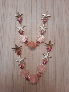 V Concha Resina Rosa Perolado/Strass Rosa Médio