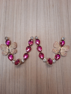 V Borboletas Strass ROSA COM BOREAL GOTAS PINK (BL020)
