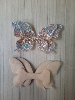 BORBOLETA FELTRO/STRASS / AREIA COM BOREAL E ROSÊ (PAR)-BP001 - comprar online