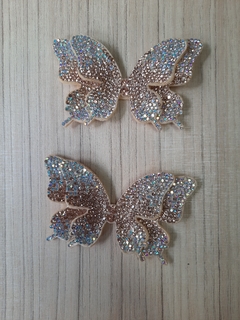 BORBOLETA FELTRO/STRASS / AREIA COM BOREAL E ROSÊ (PAR)-BP001 na internet