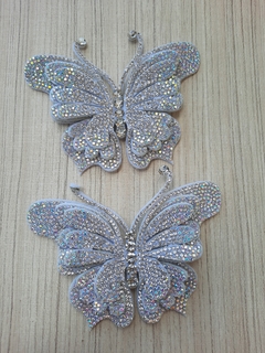 BORBOLETA LUXO FELTRO/STRASS /BRANCA (PAR)
