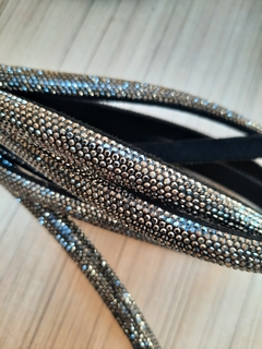 Tubo de strass meia cana 10mm - Preto/Grafite - comprar online