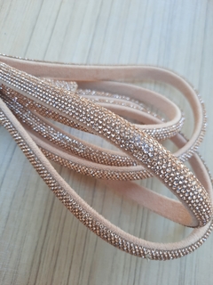 Tubo de strass meia cana 10mm - Rosé Gold - comprar online