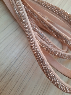 Tubo de strass meia cana 10mm - Rosé Gold na internet
