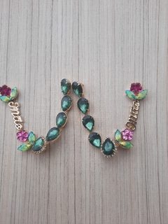 V Mãe VERDE OLIVA FOSCA /FLOR ROSA - comprar online