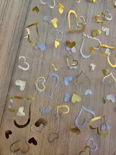 SAQUINHO DE ORGANZA BRANCO TRASNPARENTE COM CORAÇÃO DOURADO - comprar online