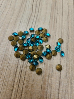 Strass Base Cônica Azul Água/Ponto de Luz (50 unidades)