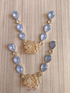 V ROSA STRASS AZUL OPALINO - comprar online