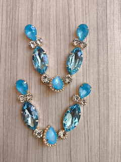 V navete simples AZUL ÁGUA/AZUL ÁGUA OPALINO - comprar online