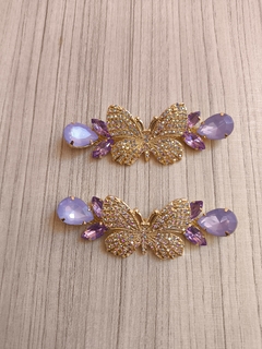 Lateral Borboletas Strass ROXO/LILÁ OPALINO - comprar online