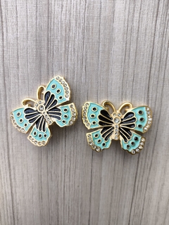 BORBOLETA REVOADA RESINA COM PINOS - VERDE /PRETO - comprar online