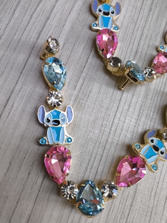 V STITCH ROSA CHICLET /AZUL ÁGUA na internet