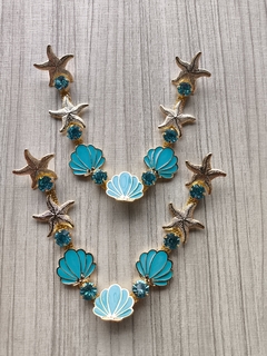 V Concha Resina AZUL COM STRASS AZUL - comprar online