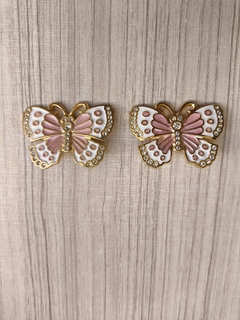 BORBOLETA REVOADA RESINA COM PINOS -ROSÊ/BRANCO - comprar online