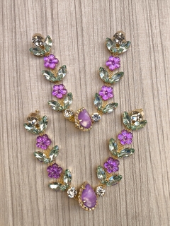 V Florzinha (13mm) ROXO LUMINUS /VERDE CHÁ - comprar online